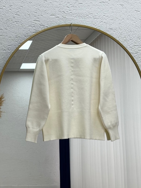 Bahardil Mini Gold Düğmeli Kısa Hırka-KR6041 Ekru