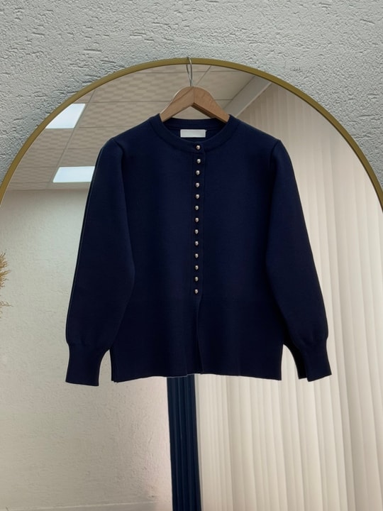 Bahardil Mini Gold Düğmeli Kısa Hırka-KR6041 Lacivert