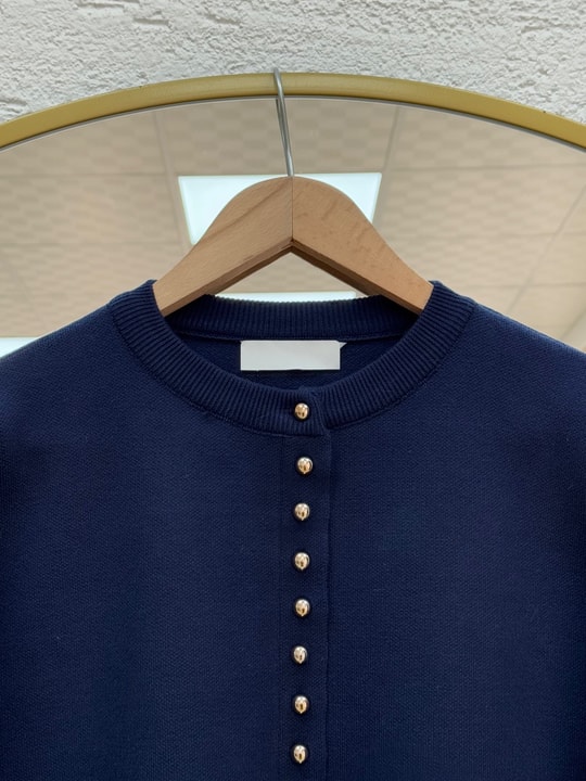 Bahardil Mini Gold Düğmeli Kısa Hırka-KR6041 Lacivert