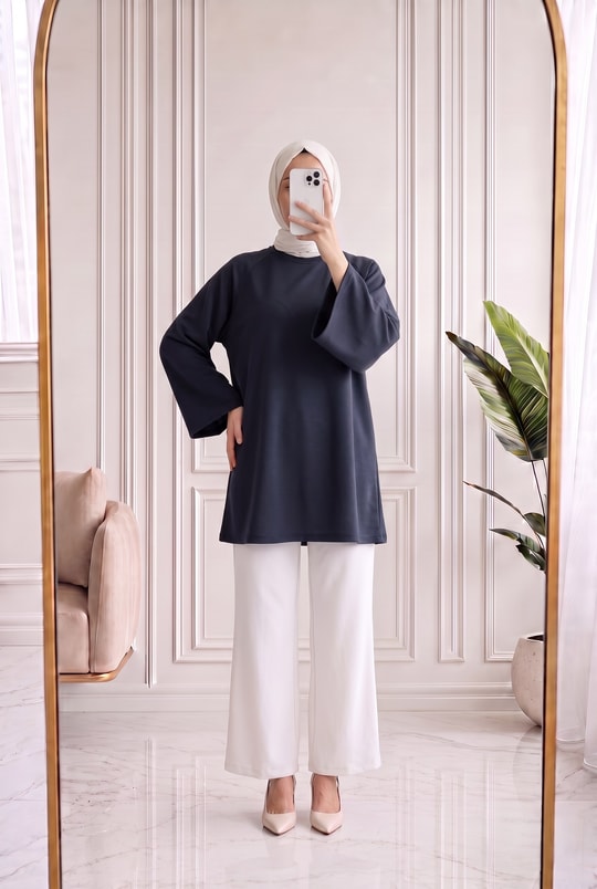 Bahargül Reglan Kol Kordunlu Tunik-MF1933 Antrasit