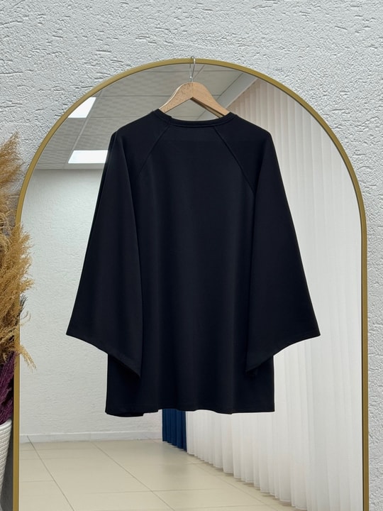 Bahargül Reglan Kol Kordunlu Tunik-MF1933 Siyah