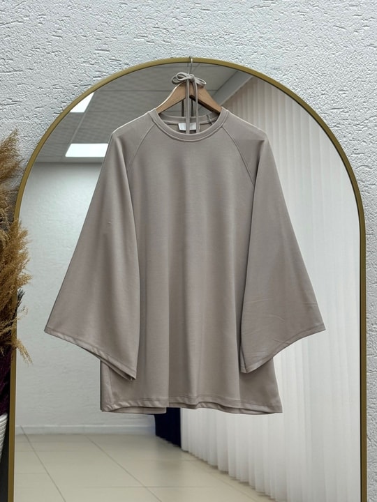 Bahargül Reglan Kol Kordunlu Tunik-MF1933 Taş