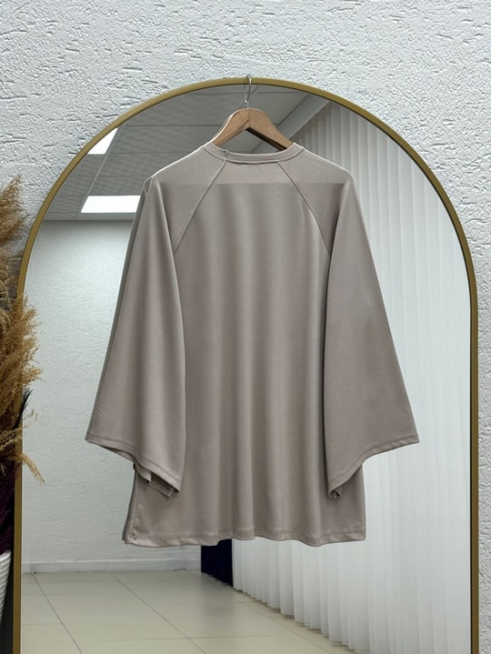 Bahargül Reglan Kol Kordunlu Tunik-MF1933 Taş