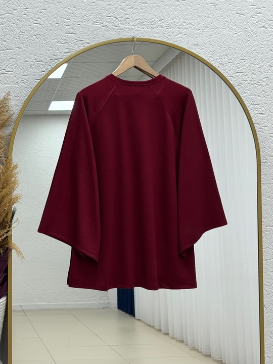 Bahargül Reglan Kol Kordunlu Tunik-MF1933 Kırmızı