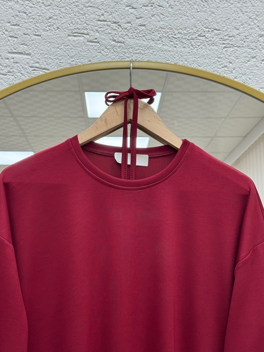 Bedriye Asimetrik Tunik-MF1936 Bordo