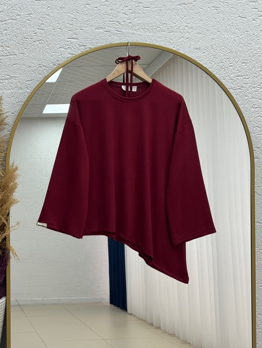 Bedriye Asimetrik Tunik-MF1936 Bordo