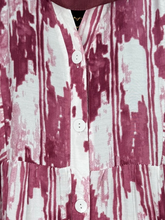 Begonya Mermer Desen Elbise-MF1755.7 Bordo