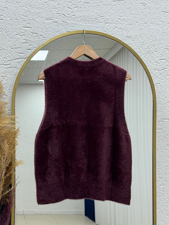 Belsira Sakallı Süveter-MF26702 Mürdüm