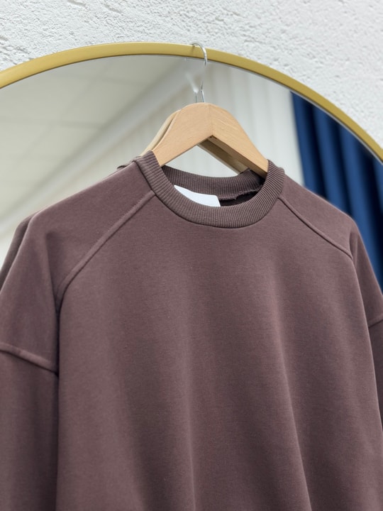Bemeva Dikiş Detay İki İp Şardonlu Sweat-BN4522 Kahve