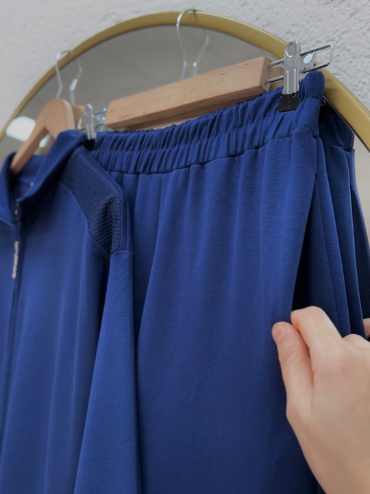Beminda File Detaylı Fermuarlı Pantolonlu Takım-EU3080 Lacivert