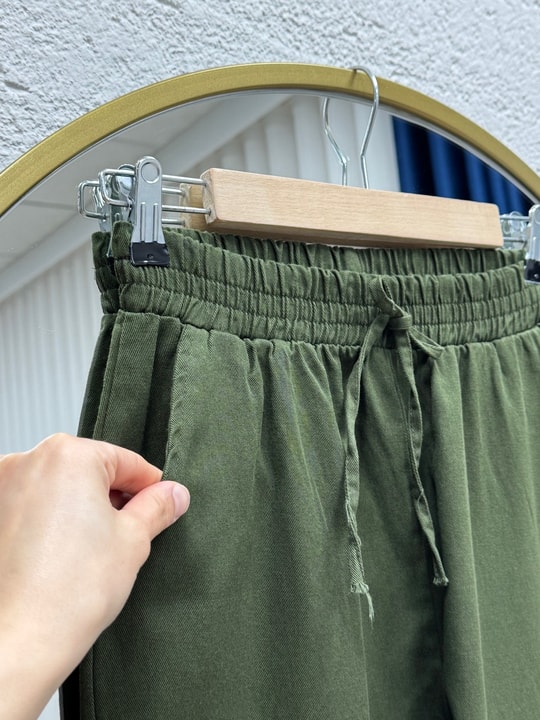Bemona Çift Cepli Paça Püsküllü Gabardin Pantolon-MA5284 Yeşil