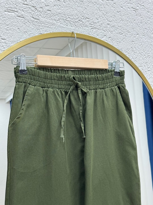 Bemona Çift Cepli Paça Püsküllü Gabardin Pantolon-MA5284 Yeşil