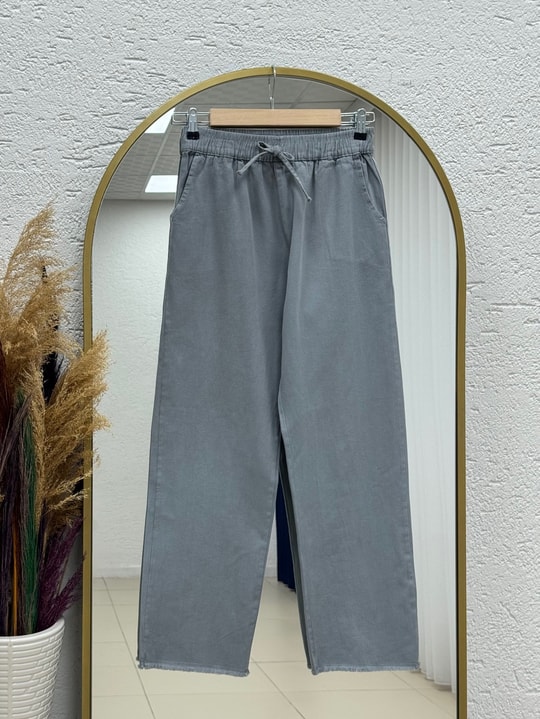 Bemona Çift Cepli Paça Püsküllü Gabardin Pantolon-MA5284 Gri