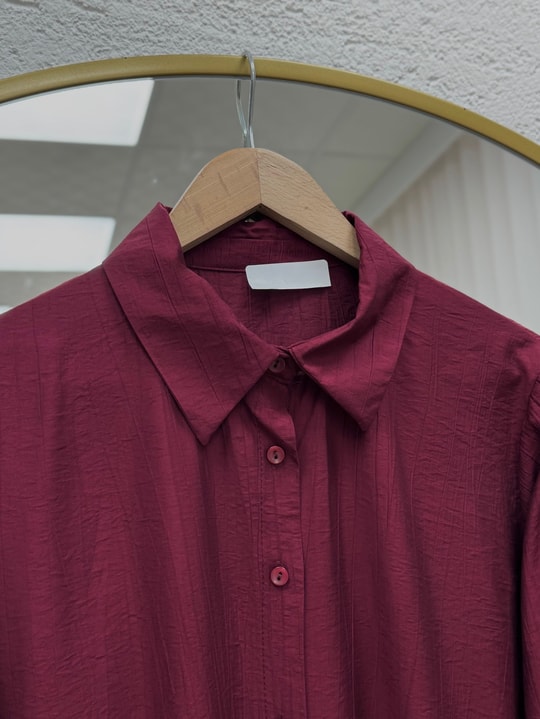 Benice Yırtmaç Detay Uzun Tunik-AS5976 Bordo