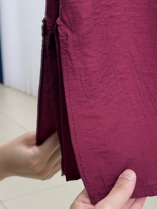 Benice Yırtmaç Detay Uzun Tunik-AS5976 Bordo