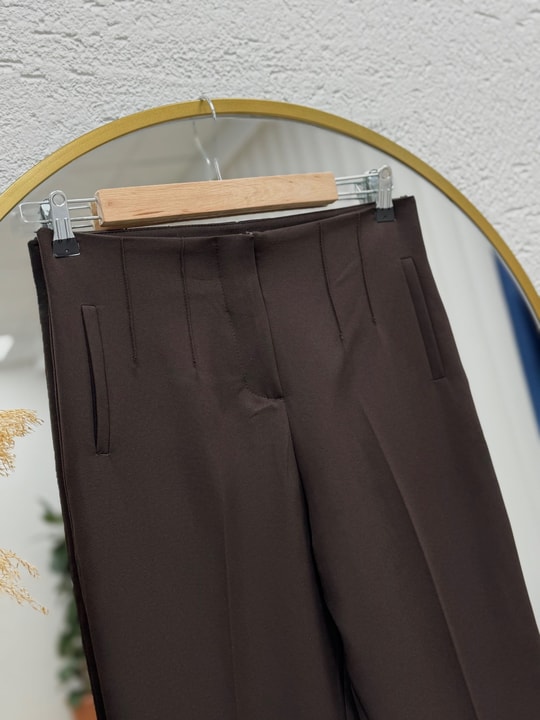 Beren Gizli Cepli Pantolon-MT1508 Kahve