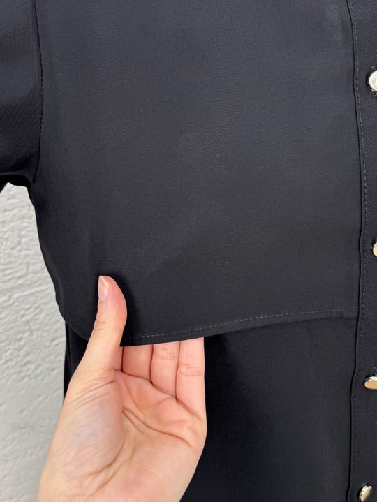 Biray Metal Düğmeli Bolerolu Uzun Tunik-GS6289 Siyah