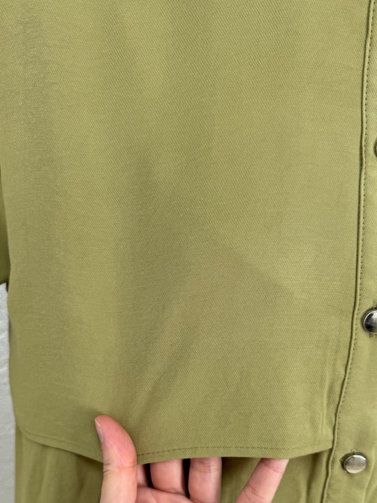 Biray Metal Düğmeli Bolerolu Uzun Tunik-GS6289 Yağ Yeşili