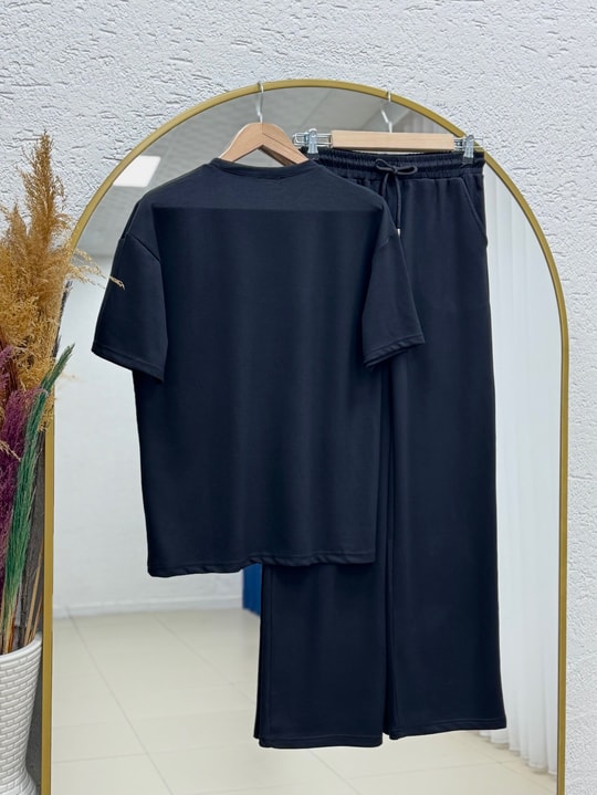 Bora Oversize İkili Pantolonlu Takım-CI2547 Siyah