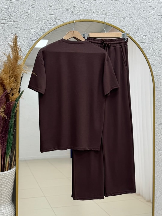 Bora Oversize İkili Pantolonlu Takım-CI2547 Kahve