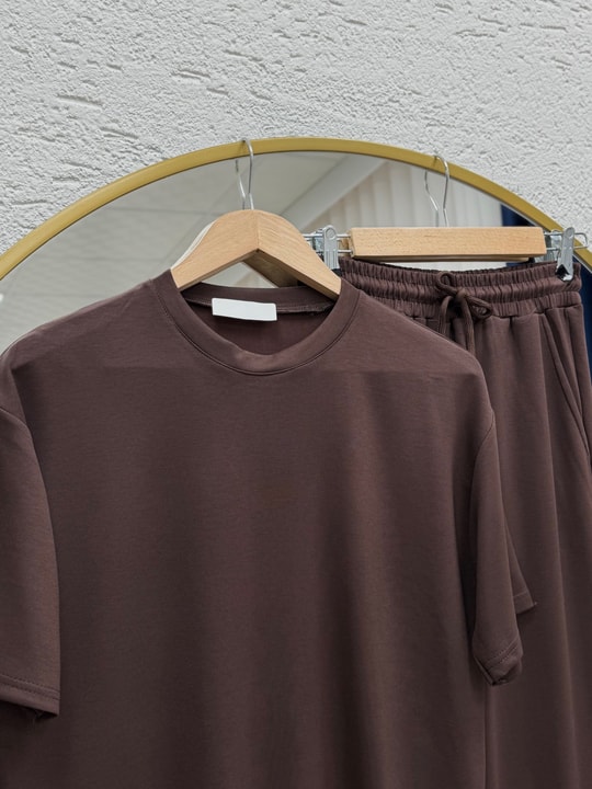 Bora Oversize İkili Pantolonlu Takım-CI2547 Kahve