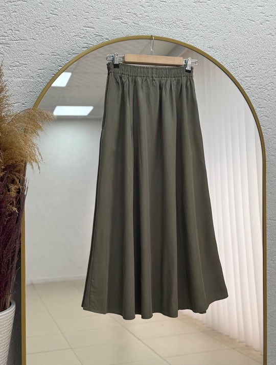 Buğlem Çift Cepli Parçalı Etek-BY5036.1 Haki