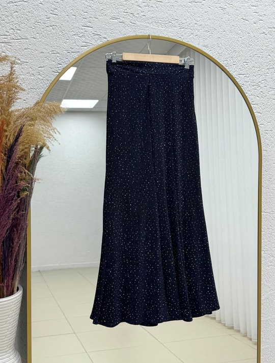 Buse Önü Bağlamalı Kol Ucu Düğmeli Taşlı Lurex Etekli Takım-EK766 Lacivert