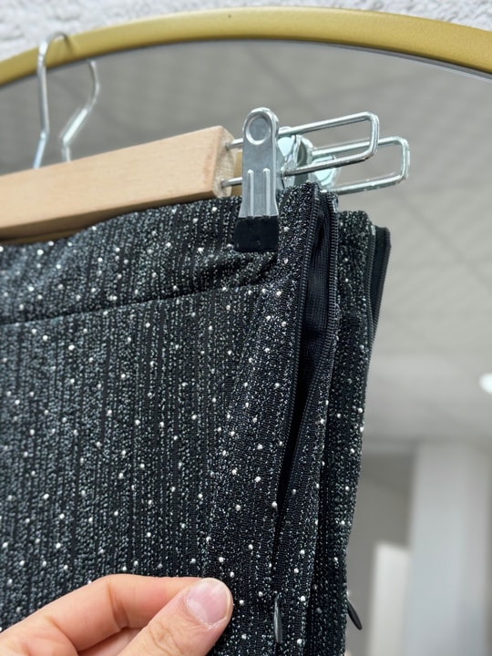 Buse Önü Bağlamalı Kol Ucu Düğmeli Taşlı Lurex Etekli Takım-EK766 Antrasit