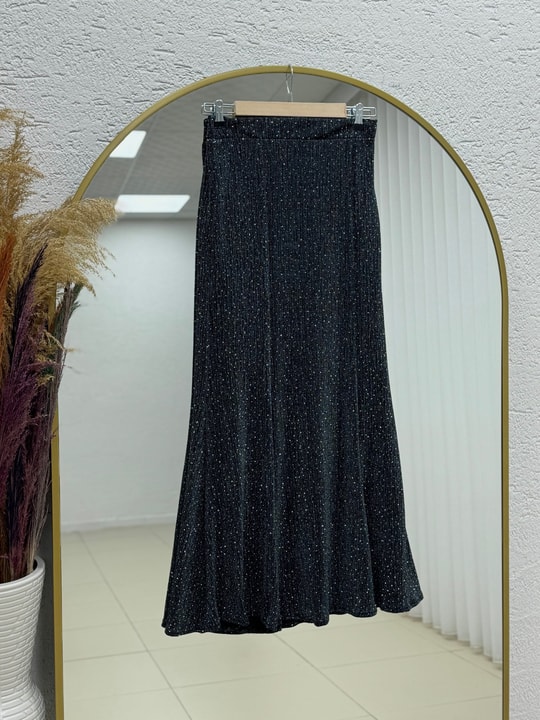 Buse Önü Bağlamalı Kol Ucu Düğmeli Taşlı Lurex Etekli Takım-EK766 Antrasit