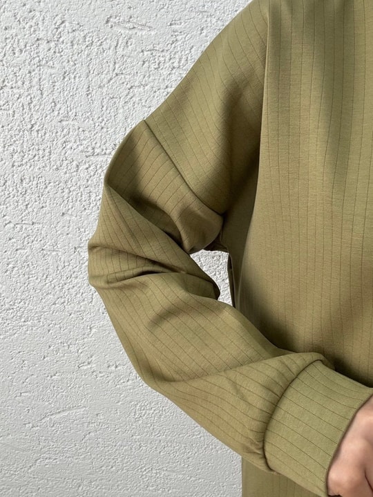 Çağıl Kendinden Çizgili Kangru Cepli Kapşonlu Sweat-MF1832 Fıstık Yeşili