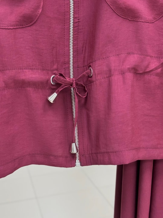Cansel Beli Tünelli Çift Cepli Yelekli Takım-MF678 Bordo
