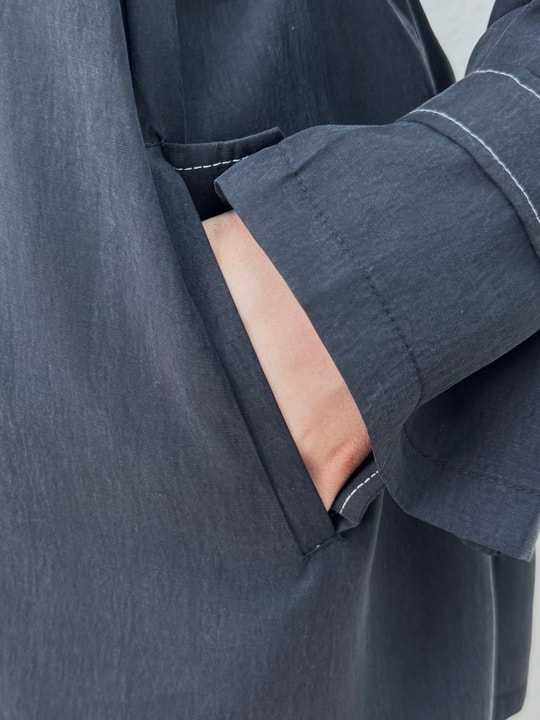 Cansın Kolu Kemerli Cepleri Kapaklı Bisiklet Yaka Fermuarlı Ceket-EU3238 Siyah