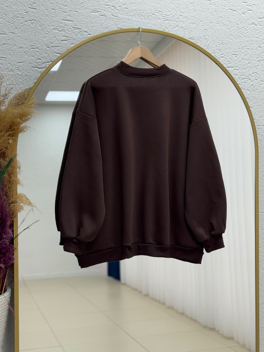 Capilia Üç İplik Düz Sweat-NL308 Kahve