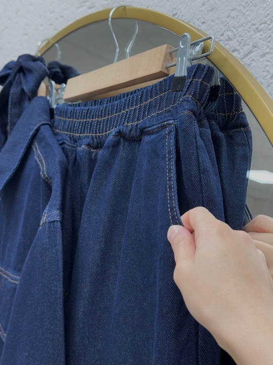 Capmora Gizli Cepli Robalı Pantolonlu Kot Takım-LS4258 Koyu Mavi