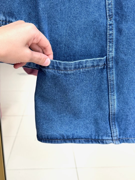 Capora Yandan Bağlamalı Çift Cepli Kot Ceket-LS6660 Koyu Mavi