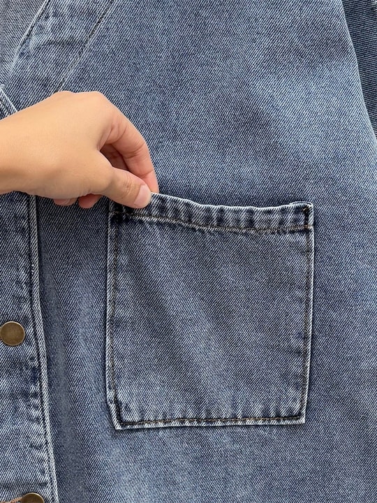 Celena Tek Cepli Metal Düğmeli Pantolonlu Kot Takım-LS8220 Açık Mavi