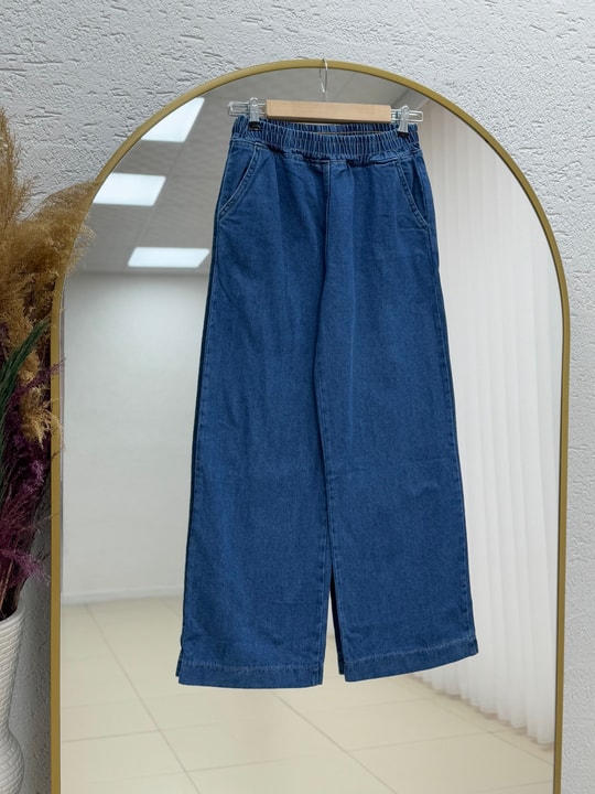 Celena Tek Cepli Metal Düğmeli Pantolonlu Kot Takım-LS8220 Mavi