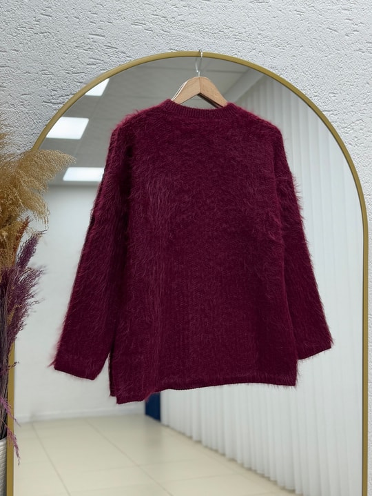 Celina Sakallı Yumoş Kazak KR5040-Zİ7004 Bordo