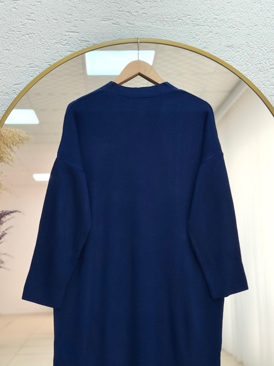 Celique Gold Düğmeli Uzun Triko Hırka-KR5014 Lacivert
