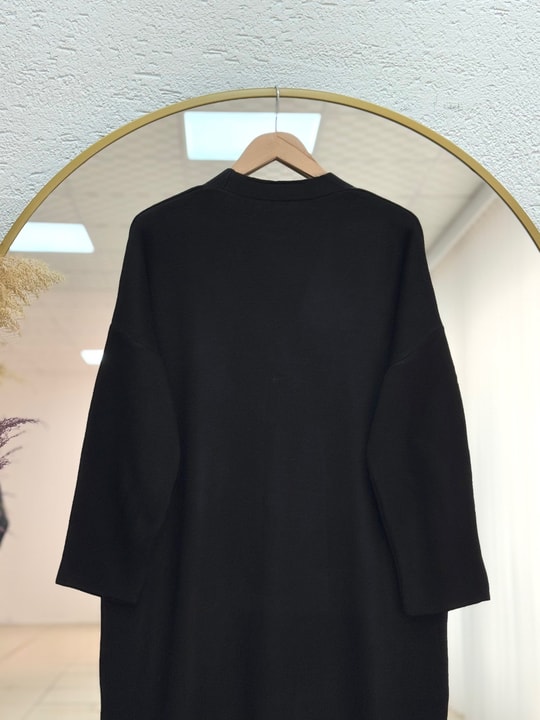 Celique Gold Düğmeli Uzun Triko Hırka-KR5014 Siyah