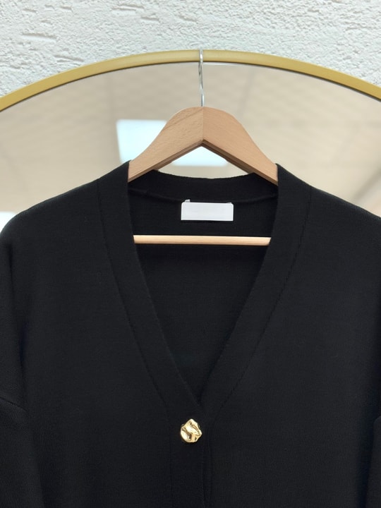 Celique Gold Düğmeli Uzun Triko Hırka-KR5014 Siyah