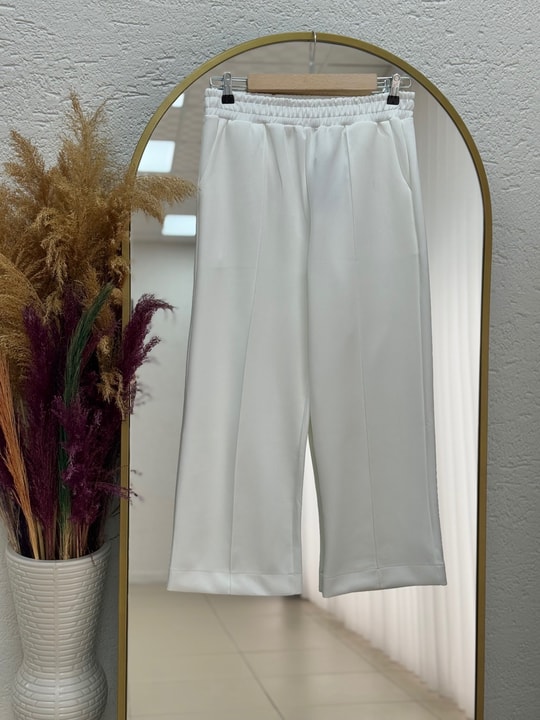 Celira Skuba Çımalı Pantolon-SA5526 Beyaz