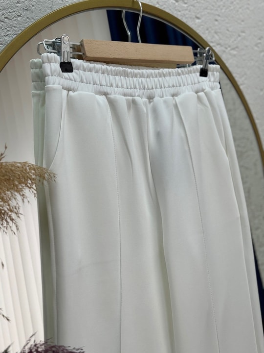 Celira Skuba Çımalı Pantolon-SA5526 Beyaz