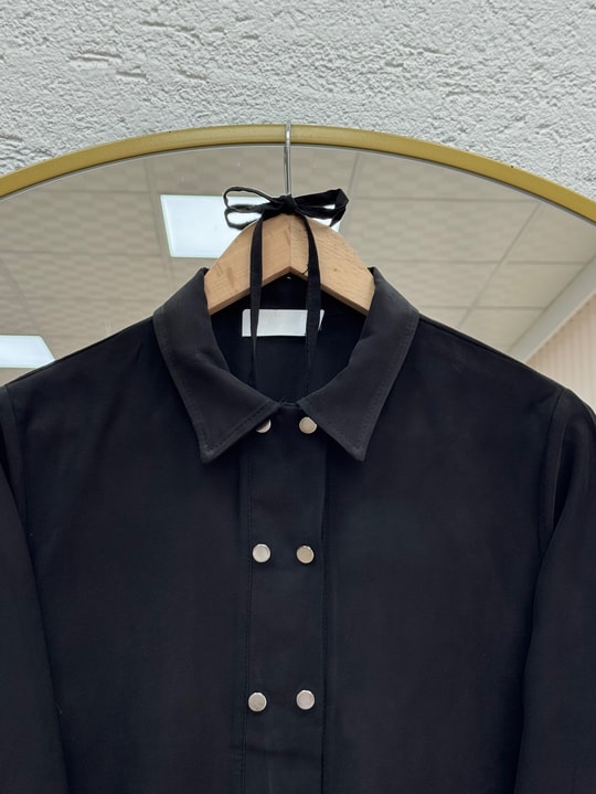 Cemay Boydan Çift Çıtçıtlı Yırtmaçlu Uzun Tunik-GS688 Siyah