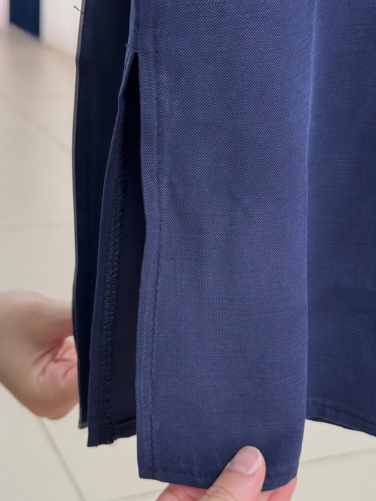 Cemay Boydan Çift Çıtçıtlı Yırtmaçlu Uzun Tunik-GS688 Lacivert