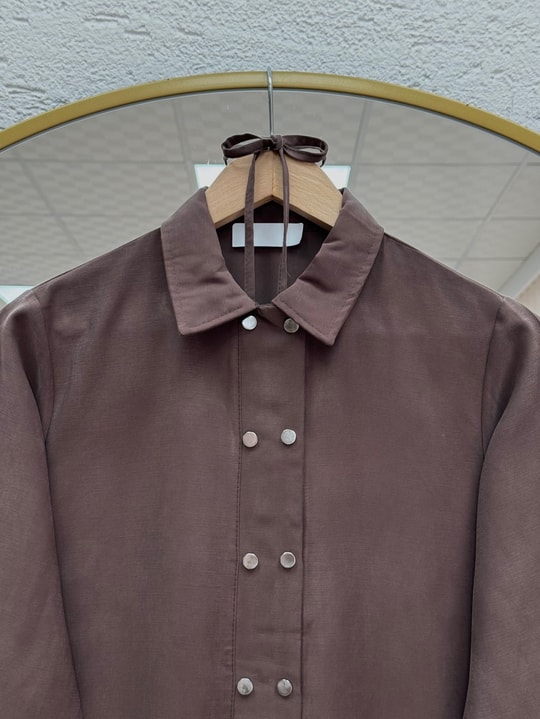 Cemay Boydan Çift Çıtçıtlı Yırtmaçlu Uzun Tunik-GS688 Kahve
