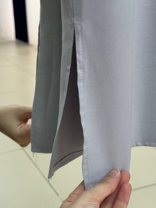 Cemay Boydan Çift Çıtçıtlı Yırtmaçlu Uzun Tunik-GS688 Gri