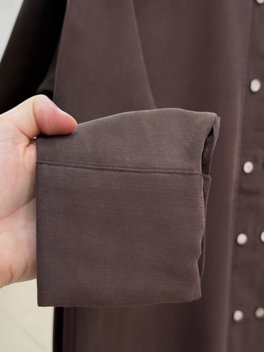 Cemay Boydan Çift Çıtçıtlı Yırtmaçlu Uzun Tunik-GS688 Kahve