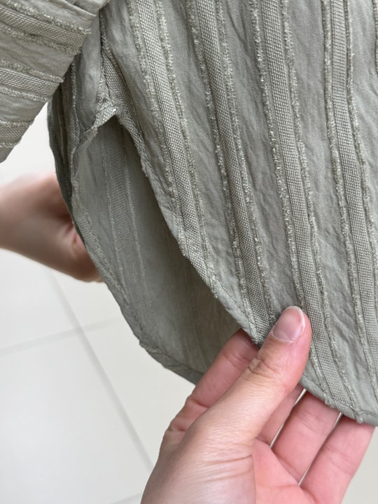 Çiğdem Çizgili Keten Karışımlı Oversize Kadın Gömlek-ZN1174 Mint