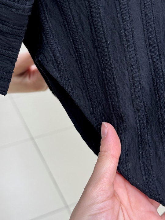 Çiğdem Çizgili Keten Karışımlı Oversize Kadın Gömlek-ZN1174 Siyah